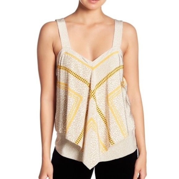 DEREK LAM 10 Crosby Silk Printed Layered Tank Top Abstract Geometric Size 4 - Picture 1 of 14